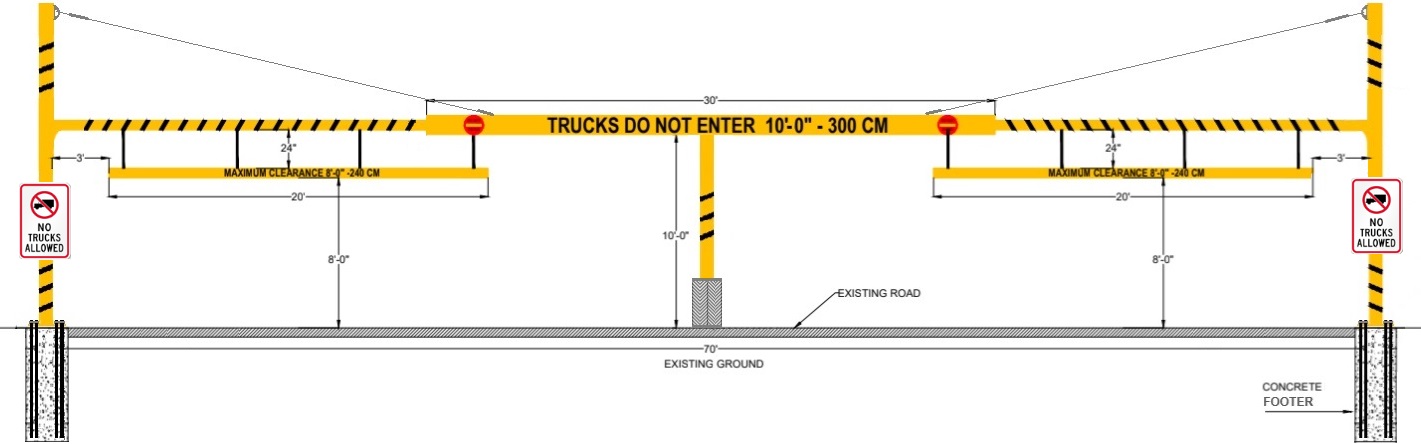 HEIGHT RESTRICTOR FOR VEHICLES USPSPOST OFFICE