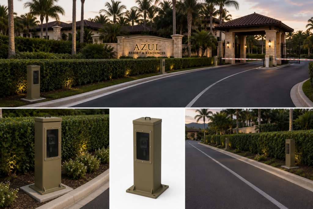 perimeter access control camera bollards